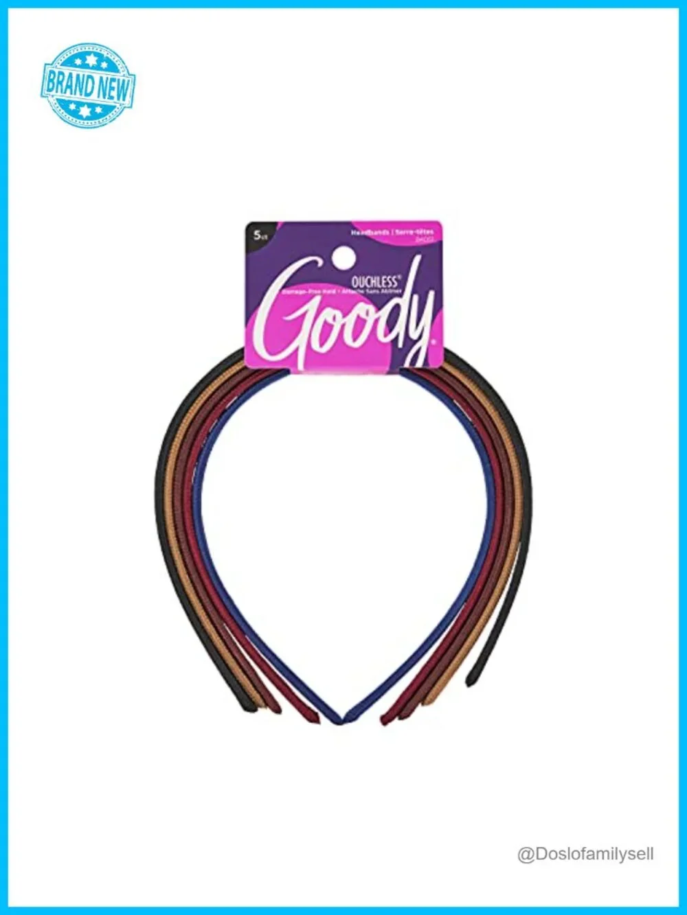 5 Pack Ouchless Shoestring Headbands Thin Fabric Damage-Free All-Day Comfort
